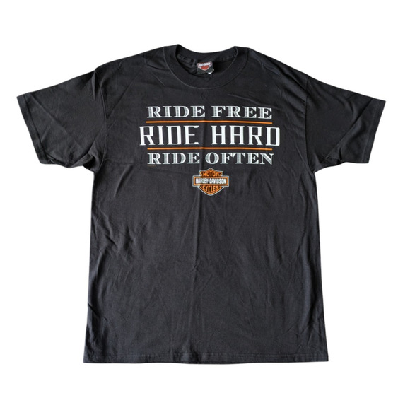 Harley Davidson Riders Birmingham Alabama Black T Shirt Size Large Ride Hard - Picture 3 of 6